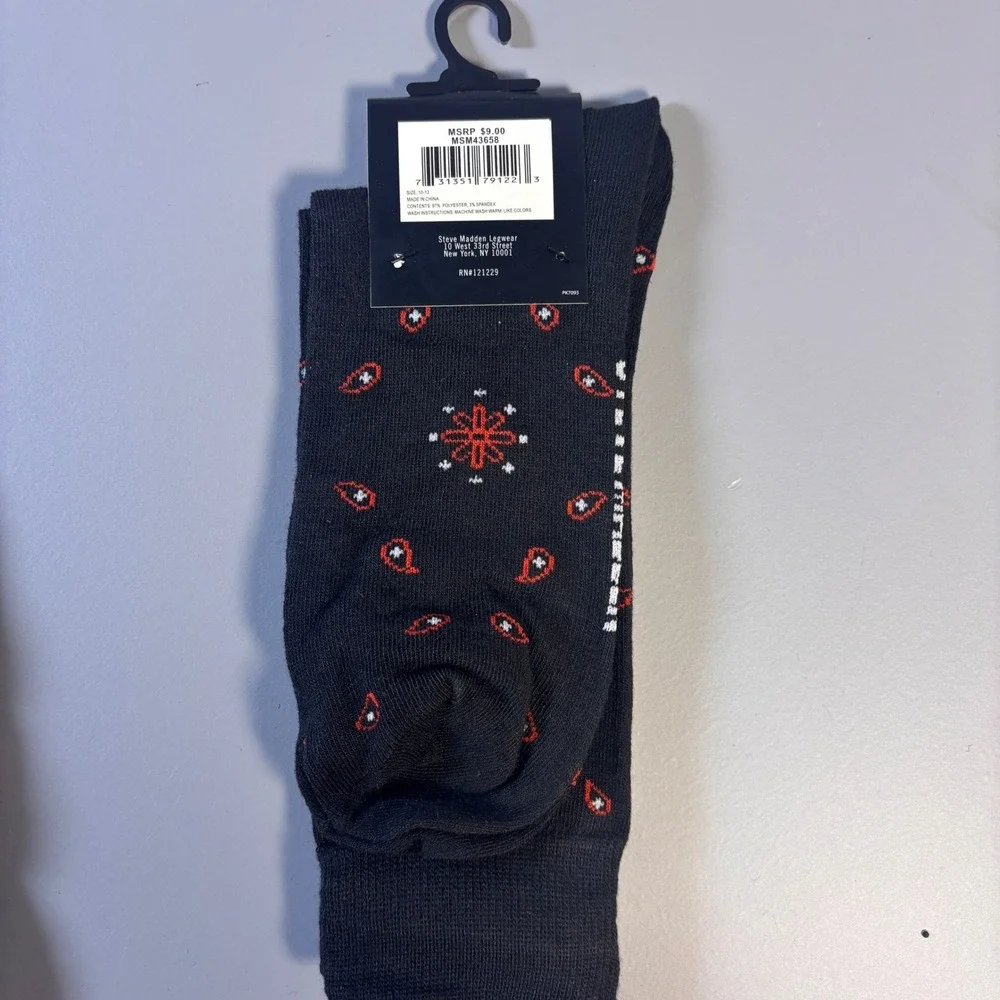 Steve Madden Mens Crew Socks 6 Pack Novelty Patterns Shoe‎ Size 6-12.5